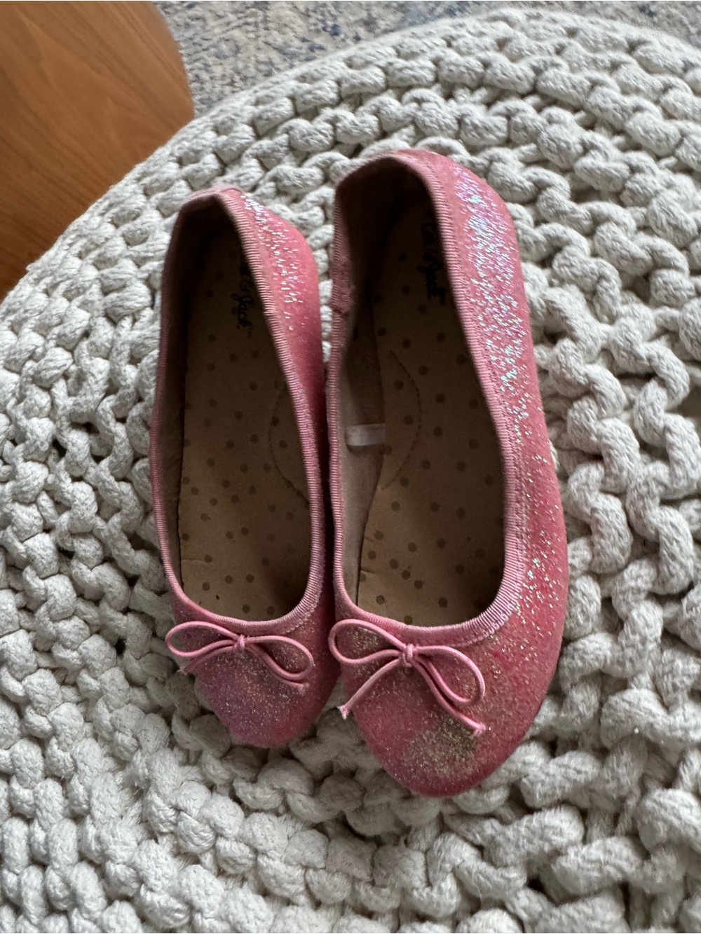 Cat & Jack Pink Glitter Ballet Flats - Picture 3 of 8